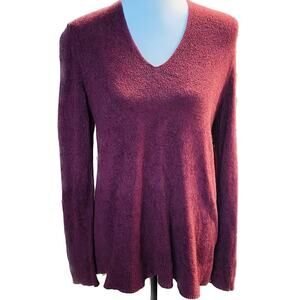 J. Jill Wearever Collection V-Neck Tunic Cozy Sweater Burgundy Wine Red Women S